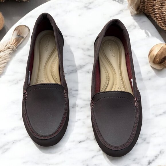Crocs NWOB Marin ColorLite Loafers Women's Size 6.5 Mahogany Brown Slip On - Picture 1 of 11